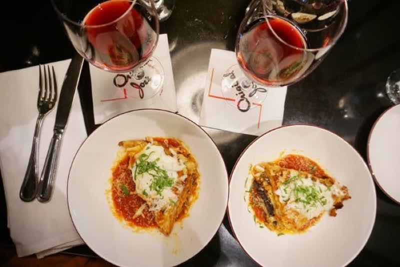 eggplant parmesan served during North Beach food tour